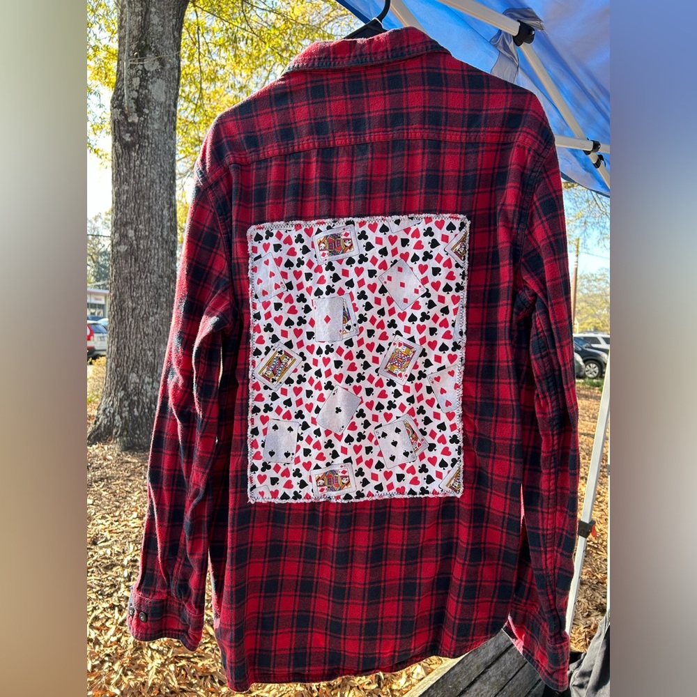 Custom Deck of Cards Upcycled Flannel Shirt